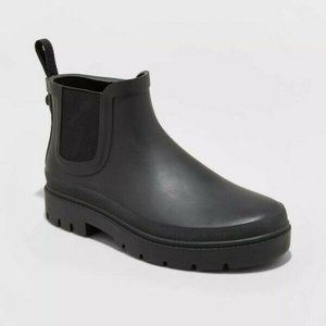 Universal Thread Women's Kaden Rubber Double Gore Rain Boots Black Size 7 New